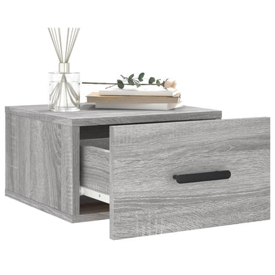 Seinäkiinnitettävät yöpöydät 2 kpl harmaa Sonoma 35x35x20 cm
