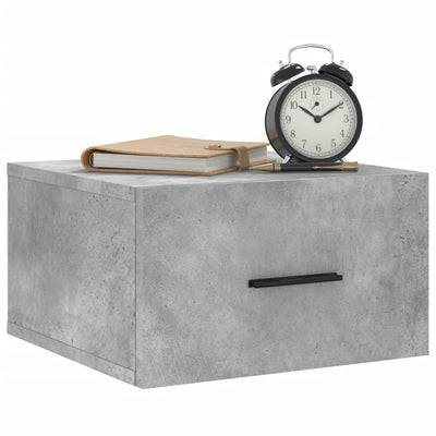 Seinäkiinnitettävät yöpöydät 2 kpl betoninharmaa 35x35x20 cm