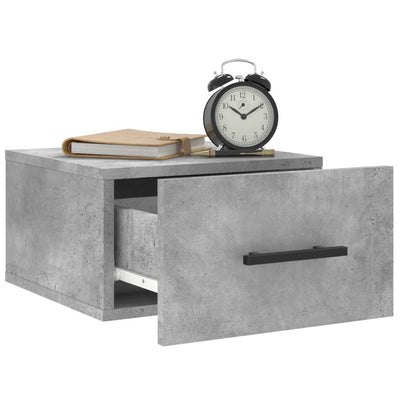 Seinäkiinnitettävät yöpöydät 2 kpl betoninharmaa 35x35x20 cm