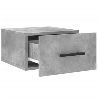 Seinäkiinnitettävät yöpöydät 2 kpl betoninharmaa 35x35x20 cm
