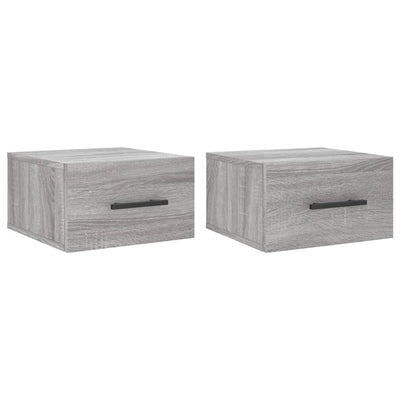 Seinäkiinnitettävät yöpöydät 2 kpl harmaa Sonoma 35x35x20 cm