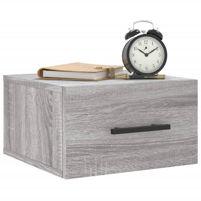 Seinäkiinnitettävät yöpöydät 2 kpl harmaa Sonoma 35x35x20 cm