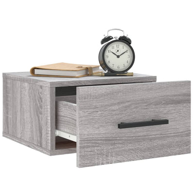 Seinäkiinnitettävät yöpöydät 2 kpl harmaa Sonoma 35x35x20 cm