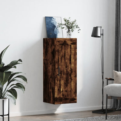 Seinäkiinnitettävä kaappi savutammi 34,5x34x90 cm tekninen puu