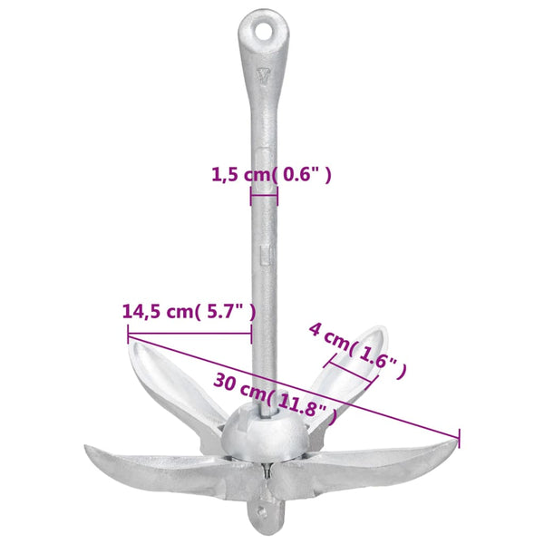 Taitettava ankkuri hopea 1,5 kg takorauta