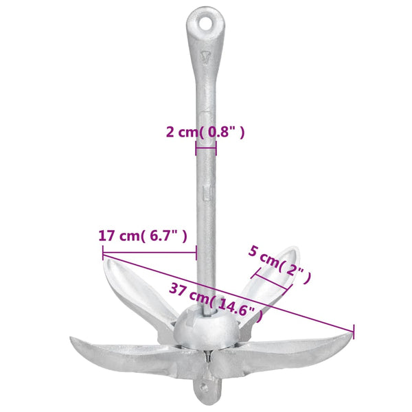 Taitettava ankkuri hopea 3,2 kg takorauta