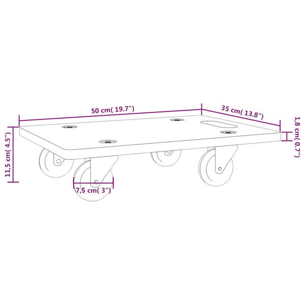 Kuljetusalustat 2 kpl suorakaide 50x35x11,5 cm 250 kg