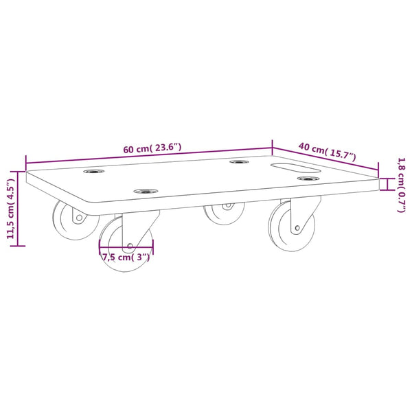 Kuljetusalustat 2 kpl suorakaide 60x40x11,5 cm 250 kg