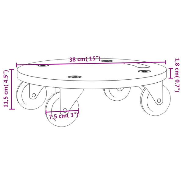 Kuljetusalustat 2 kpl pyöreä Ø38x11,5 cm 250 kg