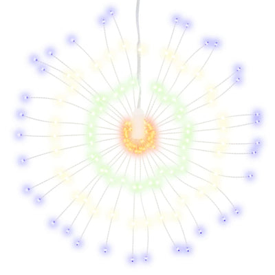 Monivärinen starburst jouluvalot Porfira 17cm (140 led-valoa 8 kpl)