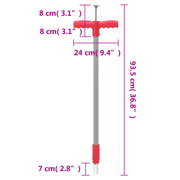 Punainen ja harmaa rikkaruohorauta Ardolra 93,5cm (jauhemaalattu teräs)