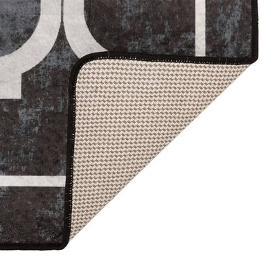 Musta ja valkoinen matto pestävä Ifte 80x300cm (liukumaton)