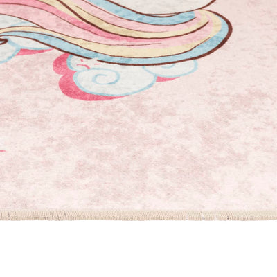 Lasten matto pinkki 160x230 cm yksisarvinen pestävä luistamaton