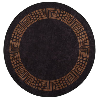 Musta ja kulta matto pestävä Ifte Ø 200cm (liukumaton)