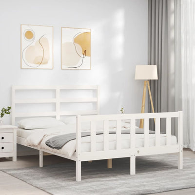 Sängynrunko päädyllä valkoinen Small Double täysi puu