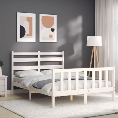 Sängynrunko päädyllä valkoinen Small Double täysi puu
