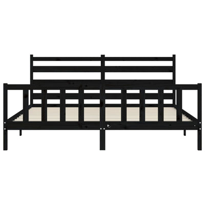 Sängynrunko päädyllä musta 200x200 cm täysi puu