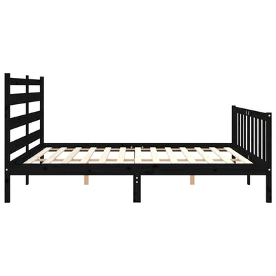 Sängynrunko päädyllä musta 200x200 cm täysi puu
