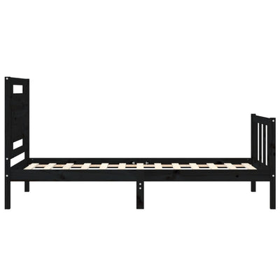 Sängynrunko päädyllä musta 100x200 cm täysi puu