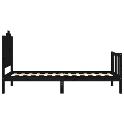 Sängynrunko päädyllä musta 100x200 cm täysi puu