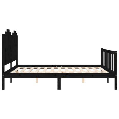 Sängynrunko päädyllä musta 180x200 cm täysi puu