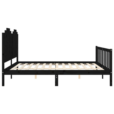 Sängynrunko päädyllä musta 200x200 cm täysi puu