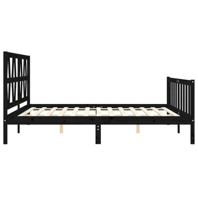 Sängynrunko päädyllä musta 200x200 cm täysi puu