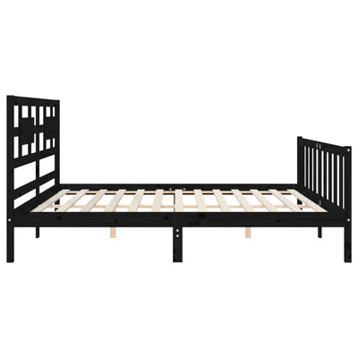 Sängynrunko päädyllä musta 200x200 cm täysi puu