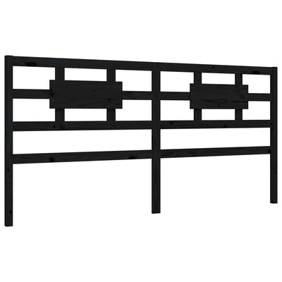Sängynrunko päädyllä musta 200x200 cm täysi puu