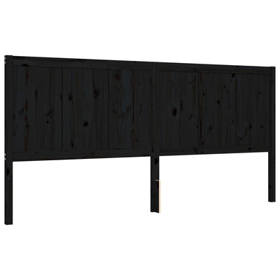 Sängynrunko päädyllä musta 200x200 cm täysi puu