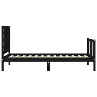 Sängynrunko päädyllä musta 100x200 cm täysi puu