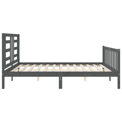 Sängynrunko päädyllä harmaa 200x200 cm täysi puu