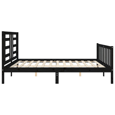 Sängynrunko päädyllä musta 200x200 cm täysi puu
