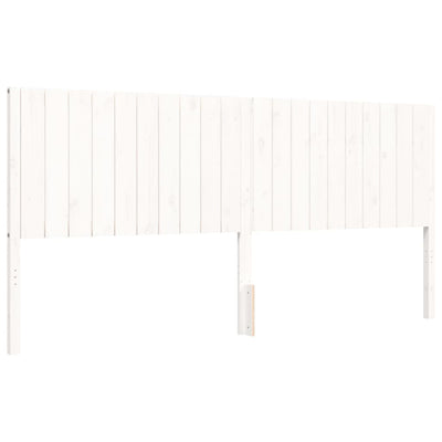 Sängynrunko päädyllä valkoinen 200x200 cm täysi puu