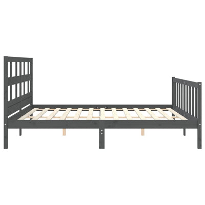 Sängynrunko päädyllä harmaa 200x200 cm täysi puu