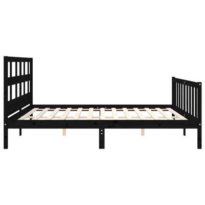Sängynrunko päädyllä musta 200x200 cm täysi puu