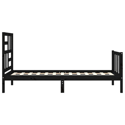 Sängynrunko päädyillä musta 100x200 cm täysi puu