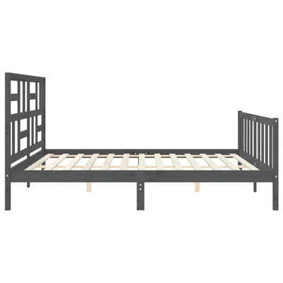 Sängynrunko päädyllä harmaa 200x200 cm täysi puu