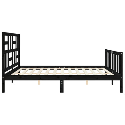 Sängynrunko päädyllä musta 200x200 cm täysi puu