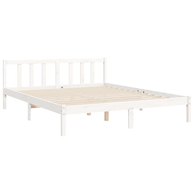 Sängynrunko päädyllä valkoinen King Size täysi puu