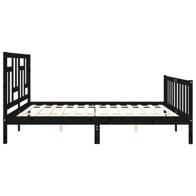 Sängynrunko päädyllä musta 200x200 cm täysi puu
