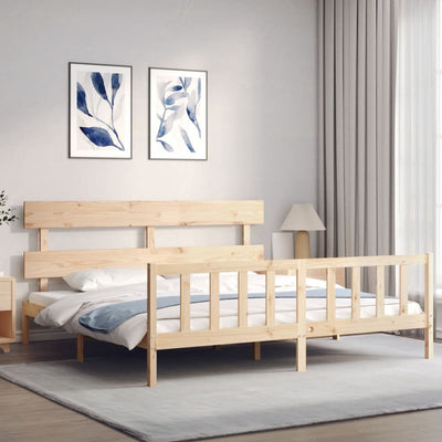 Sängynrunko päädyllä 200x200 cm täysi puu