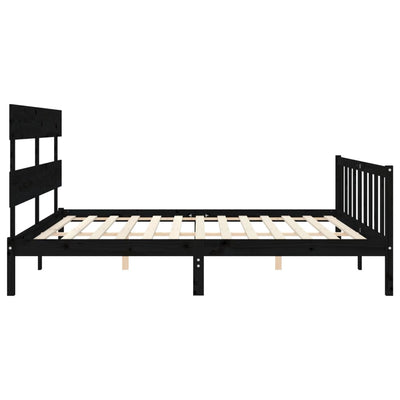 Sängynrunko päädyllä musta 200x200 cm täysi puu