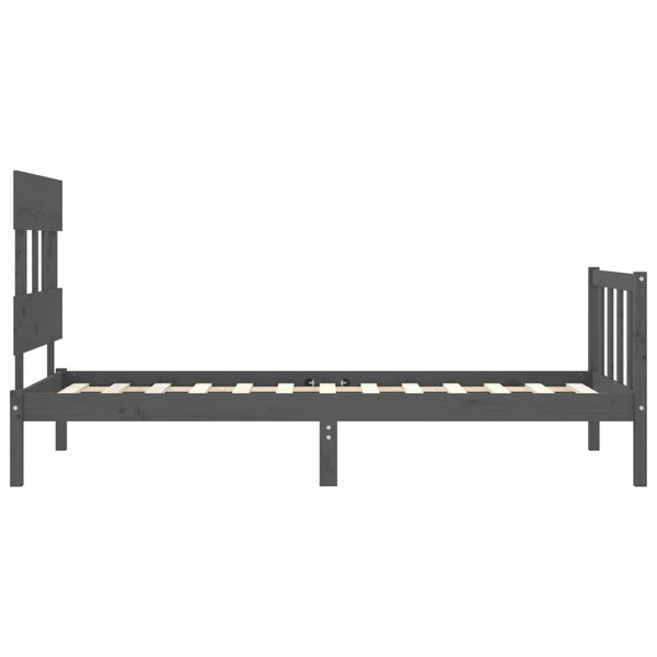 Sängynrunko päädyllä harmaa 100x200 cm täysi puu