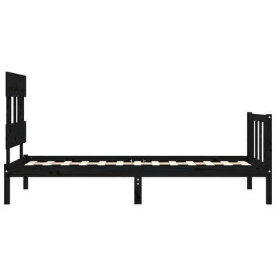 Sängynrunko päädyllä musta 100x200 cm täysi puu