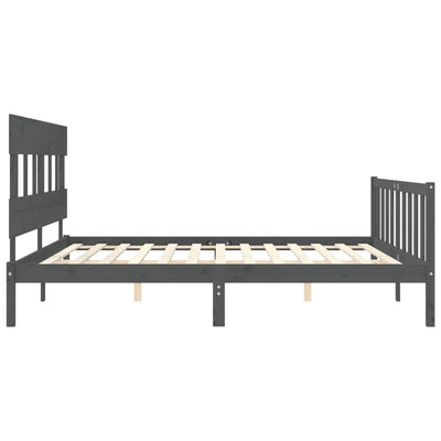 Sängynrunko päädyllä harmaa 200x200 cm täysi puu