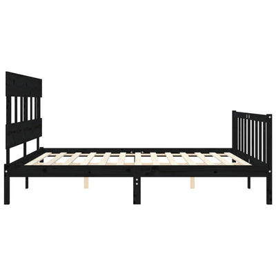 Sängynrunko päädyllä musta 200x200 cm täysi puu