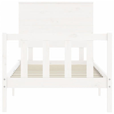 Sängynrunko päädyllä valkoinen Single täysi puu