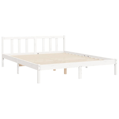 Sängynrunko päädyllä valkoinen King Size täysi puu