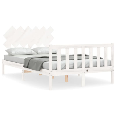 Sängynrunko päädyllä valkoinen 4FT Small Double täysi puu